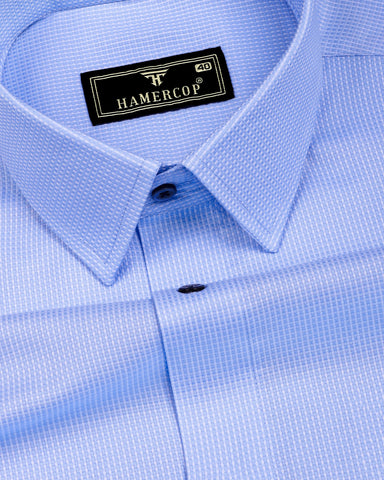 Amora Blue Dobby Premium Giza Cotton Shirt