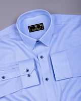 Amora Blue Dobby Premium Giza Cotton Shirt