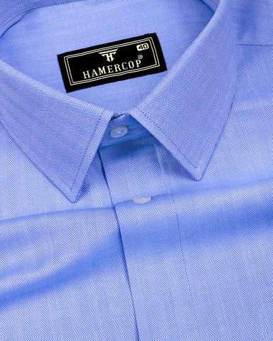 Veltry SkyBlue With White Stripe Premium Giza Shirt
