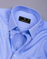Veltry SkyBlue With White Stripe Premium Giza Shirt