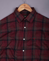 Delton Red With Black Plaid Flannel Check Cotton Shirt