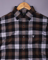 Vellon Brown With Black Plaid Flannel Check Cotton Shirt