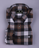 Vellon Brown With Black Plaid Flannel Check Cotton Shirt