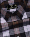 Vellon Brown With Black Plaid Flannel Check Cotton Shirt