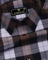Vellon Brown With Black Plaid Flannel Check Cotton Shirt
