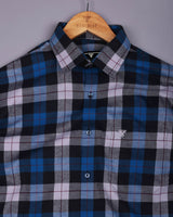 Vellon Blue With Black Plaid Flannel Check Cotton Shirt