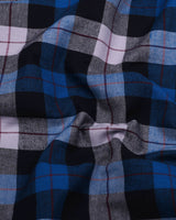 Vellon Blue With Black Plaid Flannel Check Cotton Shirt