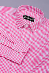 Bravixo Pink and White Grid Cotton Shirt