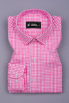 Bravixo Pink and White Grid Cotton Shirt