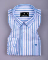 Axton Blue With White Stripe Oxford Cotton Shirt