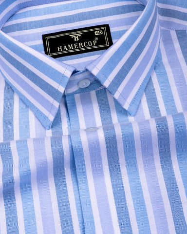 Axton Blue With White Stripe Oxford Cotton Shirt