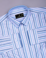 Axton Blue With White Stripe Oxford Cotton Shirt