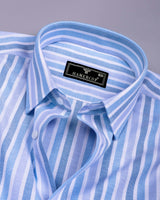 Axton Blue With White Stripe Oxford Cotton Shirt