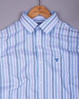 Axton Blue With White Stripe Oxford Cotton Shirt