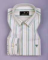 Axton Green With White Stripe Oxford Cotton Shirt