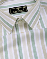 Axton Green With White Stripe Oxford Cotton Shirt