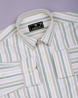 Axton Green With White Stripe Oxford Cotton Shirt