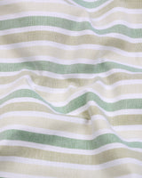 Axton Green With White Stripe Oxford Cotton Shirt