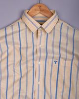 Miora Biscuit Cream With Blue Stripe Oxford Cotton Shirt