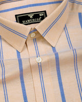 Miora Biscuit Cream With Blue Stripe Oxford Cotton Shirt
