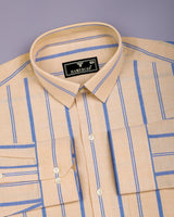 Miora Biscuit Cream With Blue Stripe Oxford Cotton Shirt