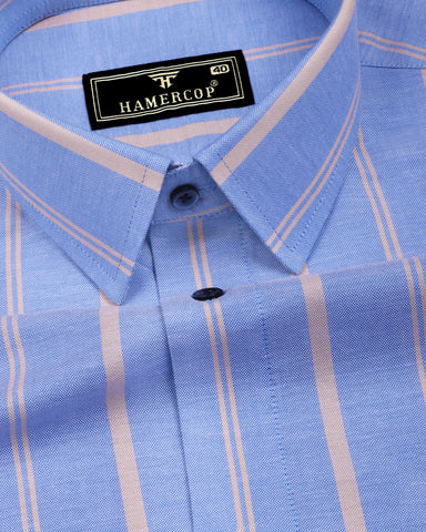 Miora Blue With Cream Stripe Oxford Cotton Shirt