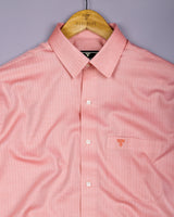 Pestry Peach Orange With White Stripe Premium Giza Shirt