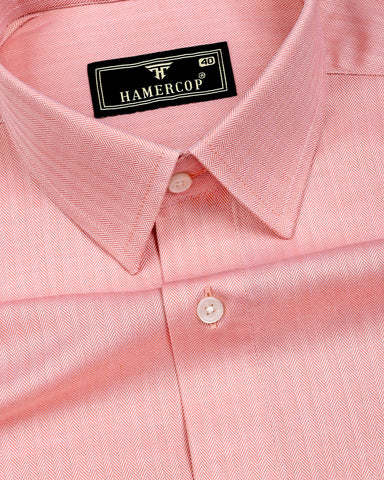 Pestry Peach Orange With White Stripe Premium Giza Shirt