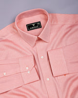 Pestry Peach Orange With White Stripe Premium Giza Shirt