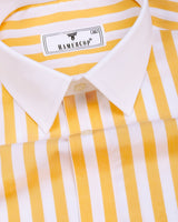 Solen Yellow With White Stripe Cotton Designer Shirt