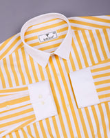 Solen Yellow With White Stripe Cotton Designer Shirt