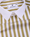 Solen Mahendi Green With White Stripe Cotton Designer Shirt
