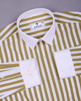 Solen Mahendi Green With White Stripe Cotton Designer Shirt