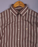 Helora Brown With Cream Stripe Cotton Shirt