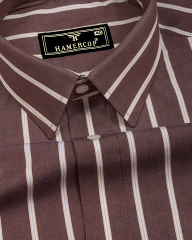 Helora Brown With Cream Stripe Cotton Shirt