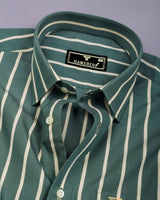 Helora Green With Cream Stripe Cotton Shirt