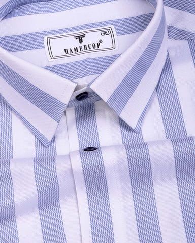 Lavin Blue With White Stripe Premium Giza Shirt