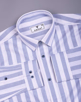 Lavin Blue With White Stripe Premium Giza Shirt