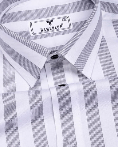 Lavin Gray With White Stripe Premium Giza Shirt