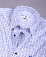 Evian Blue With White Stripe Premium Giza Shirt