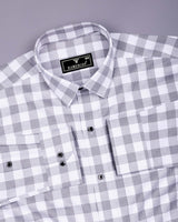 Marell Gray With White Check Premium Giza Shirt