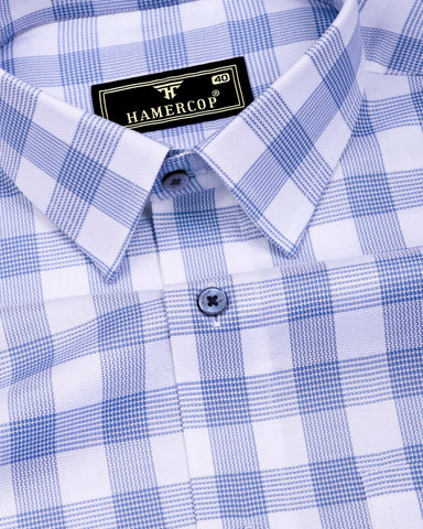 Marell Blue With White Check Premium Giza Shirt
