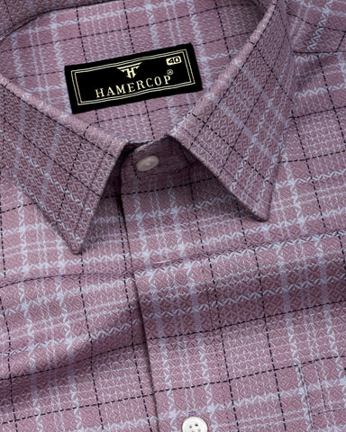 Rovia Onion Pink With Black Check Premium Giza Shirt