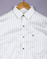 Havor White With Gray Dobby Stripe Shirt