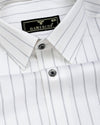 Havor White With Gray Dobby Stripe Shirt