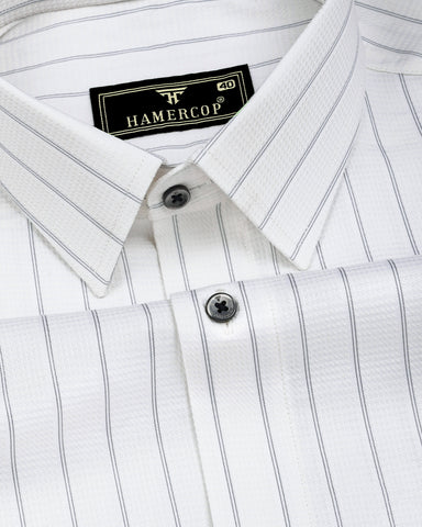 Havor White With Gray Dobby Stripe Shirt