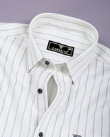 Havor White With Gray Dobby Stripe Shirt