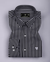 Kovan Black With White Stripe Premium Giza Shirt