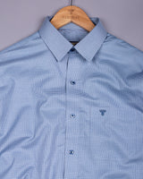 Blue With Green Houndstooth Check Premium Giza Shirt