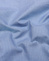 Blue With Green Houndstooth Check Premium Giza Shirt